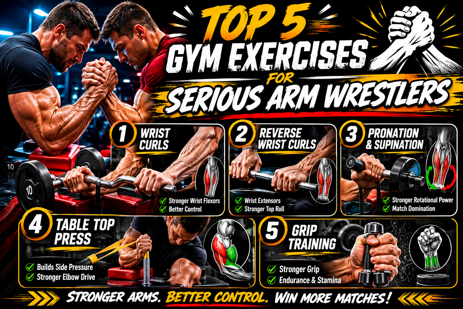 Top 5 Gym Exercises for Serious Arm Wrestlers